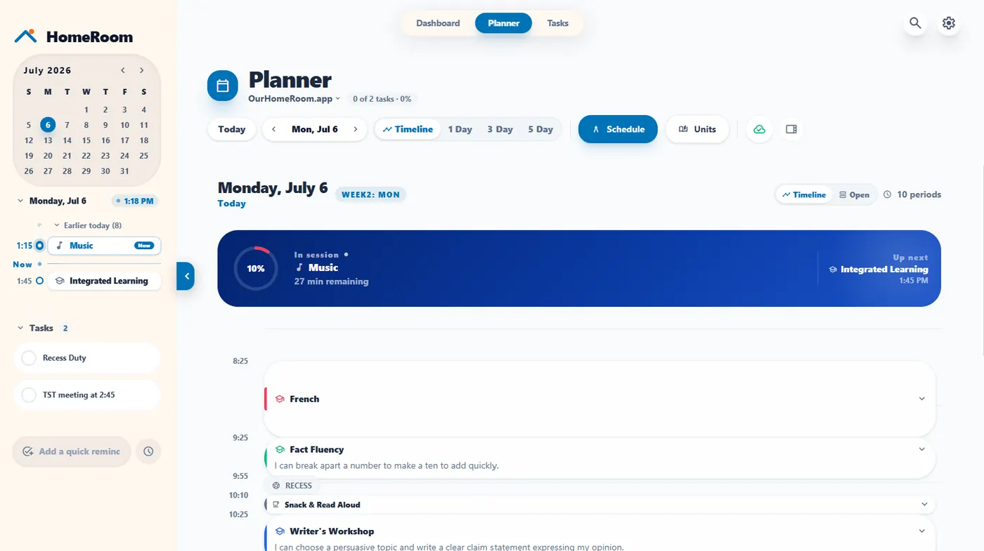 Day plan screen